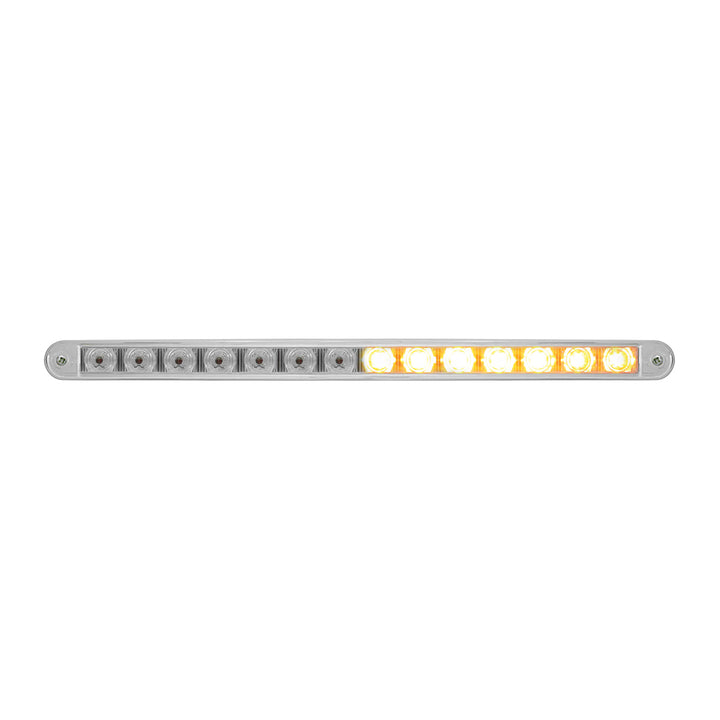 14 LED 12" Auxiliary Warning Light Bar With Bezel - Amber LED/Clear Lens