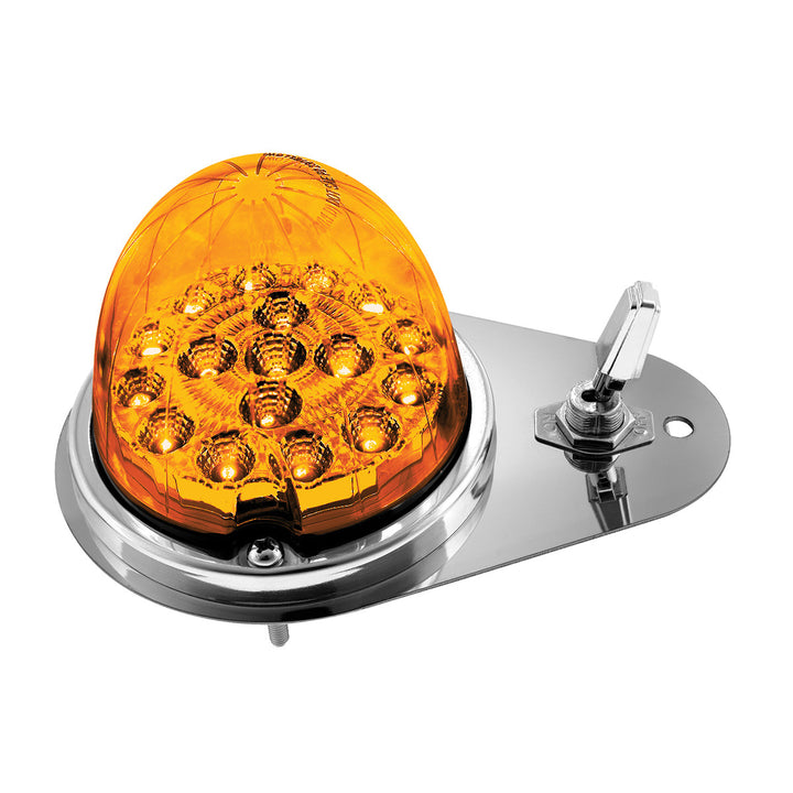 304 Stainless Steel Above Door Dome Light Kit W/ 17 LED Double Fury Watermelon For 1994-2025 KW W900 - Amber &amp; Green LED