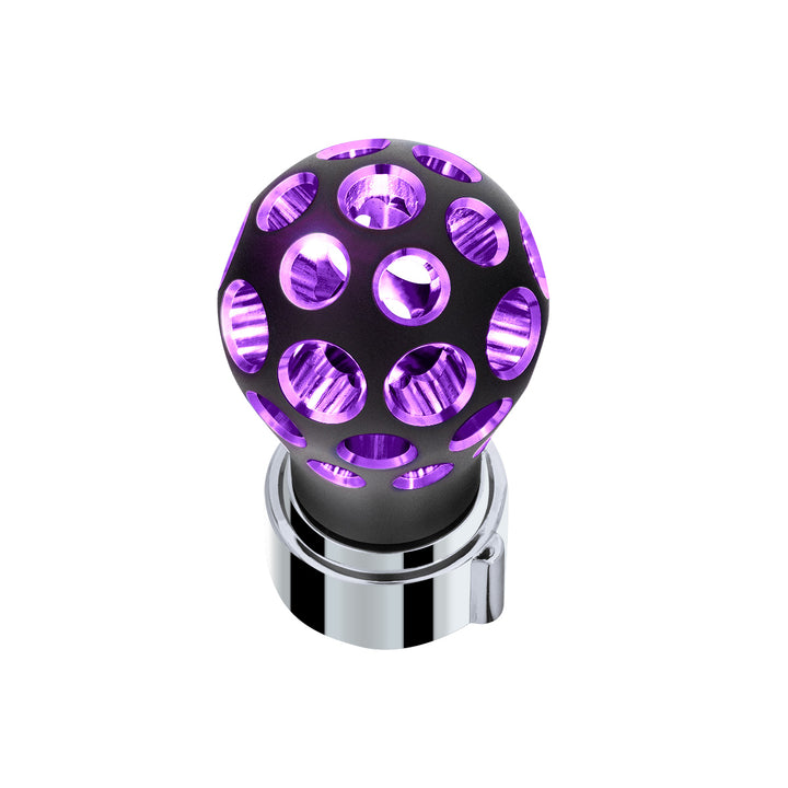 Thread-On Matte Black Phoenix Style Ball Gearshift Knob With LED 9/10 Speed Adapter - Purple LED