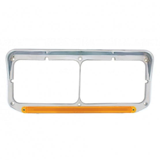 24 LED Rectangular Dual Headlight Bezel With Visor &amp; GloLight - Amber LED/Amber Lens