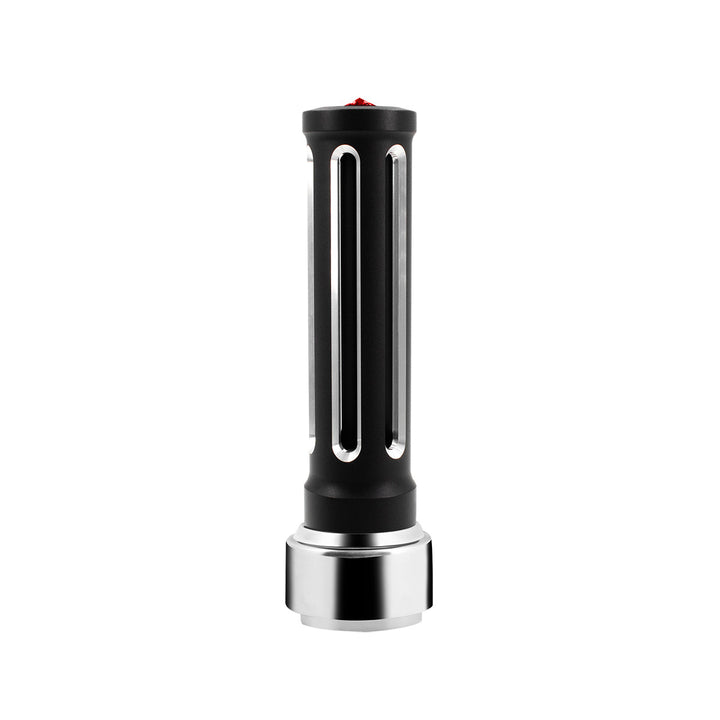 Thread-On Matte Black Sonoma Style Gearshift Knob With LED 9/10 Speed Adapter - Red Crystal/Red LED