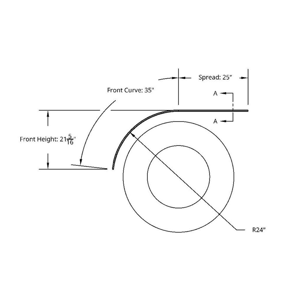 60" 430 Stainless Steel (16ga) Half Fender - SR Series (Pair)