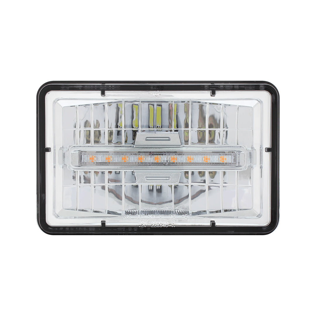 ULTRALIT - 4" x 6" Rectangular LED Headlight With Amber LED Position Light - Low Beam