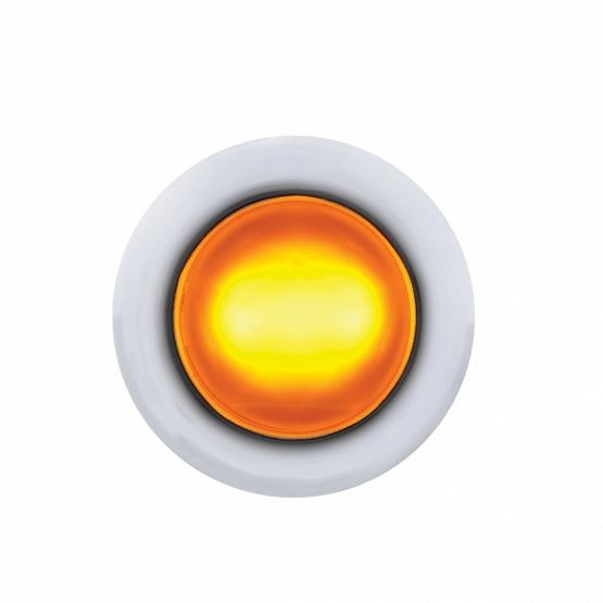 Stainless Steel Front Air Cleaner Bracket With 22 x 3 Amber Hi/Lo LED 3/4" Mini Crystal Lights &amp; Stainless Steel Bezels For Peterbilt - Amber Lens