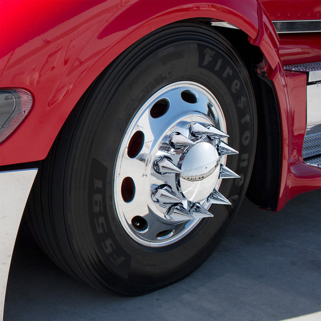 Dome Axle Cover Combo Kit With 33mm Spike Thread-On Nut Covers &amp; Nut Cover Tool - Chrome