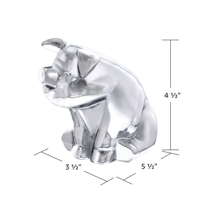 Die-Cast Sitting Pig Hood Ornament - Chrome