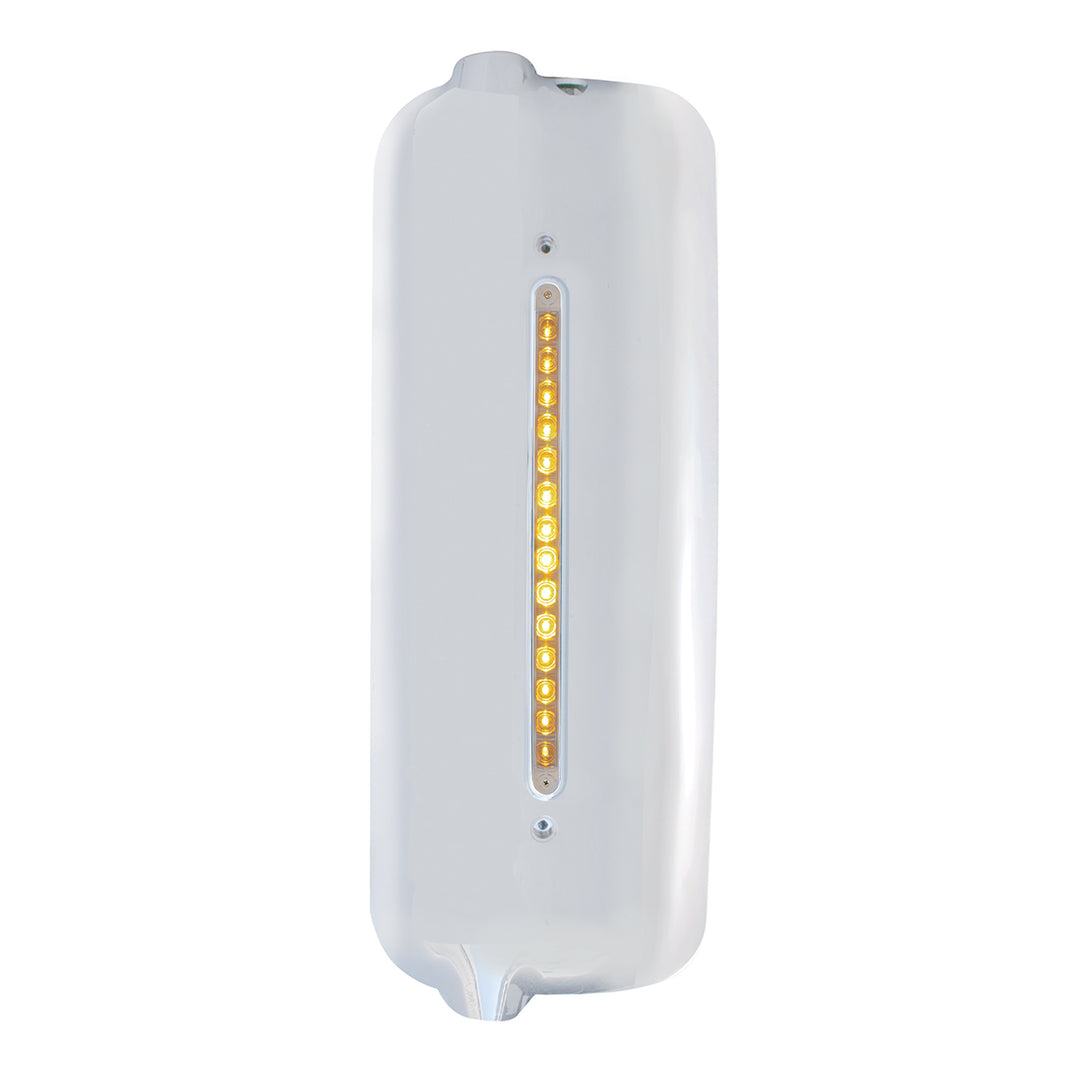 Mirror Cover With 14 LED 12" Light Bar For 2005 &amp; Older Freightliner (Driver) - Amber LED/Clear Lens