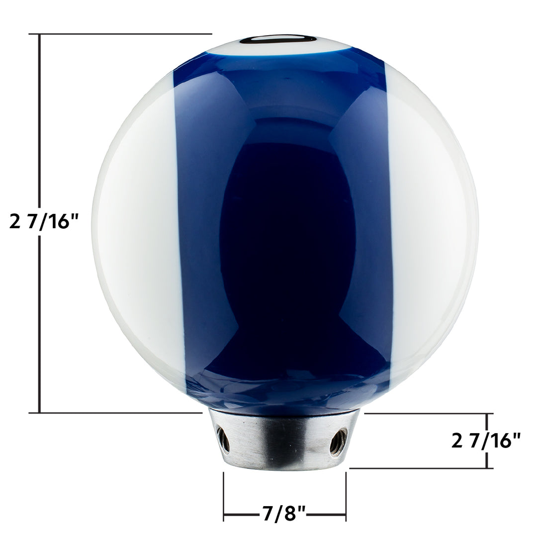 Number 10 Pool Ball Gearshift Knob - Gloss Blue Striped