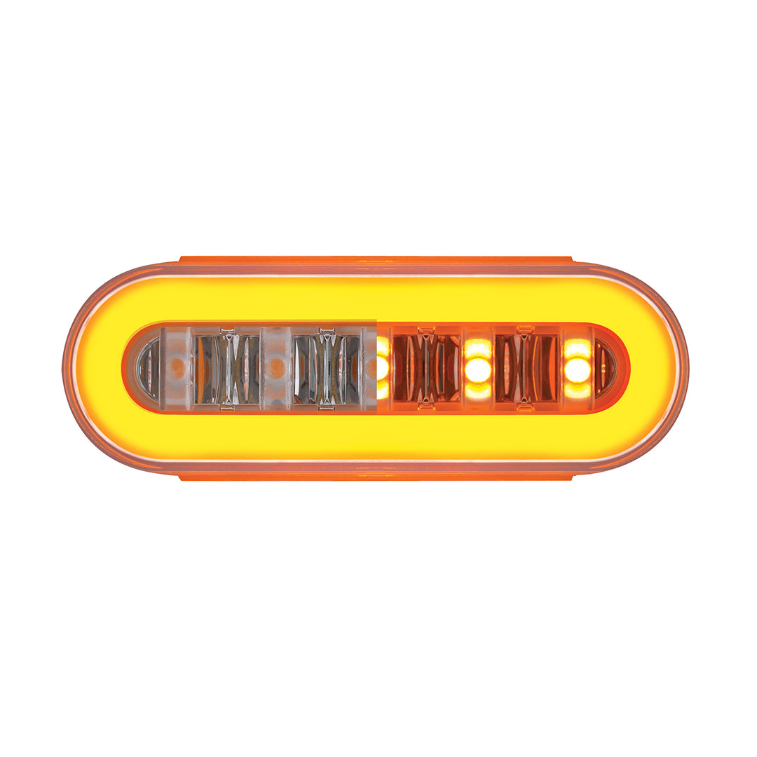 22 LED 6" Oval Clear Lens With Halo Insert GloLight Light - Amber LEDs/Amber Insert (Bulk)