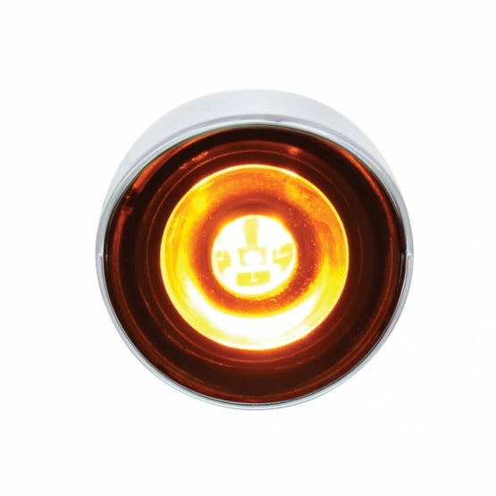 Stainless Steel Front Air Cleaner Bracket With 22 x 3 Amber LED 3/4" Mini Lights &amp; Visors For Peterbilt - Amber Lens