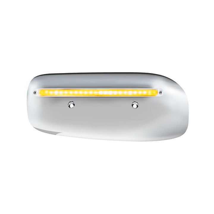 24 LED GloLight Rear Headlight Housing Cover For 2008-2023 Peterbilt 389 (Driver) - Amber LED/Clear Lens