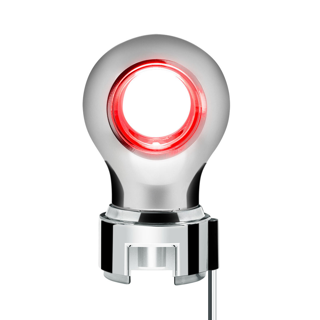 Thread-On Chrome Charlotte Style Gearshift Knob With LED 13/15/18 Speed Adapter - Red LED