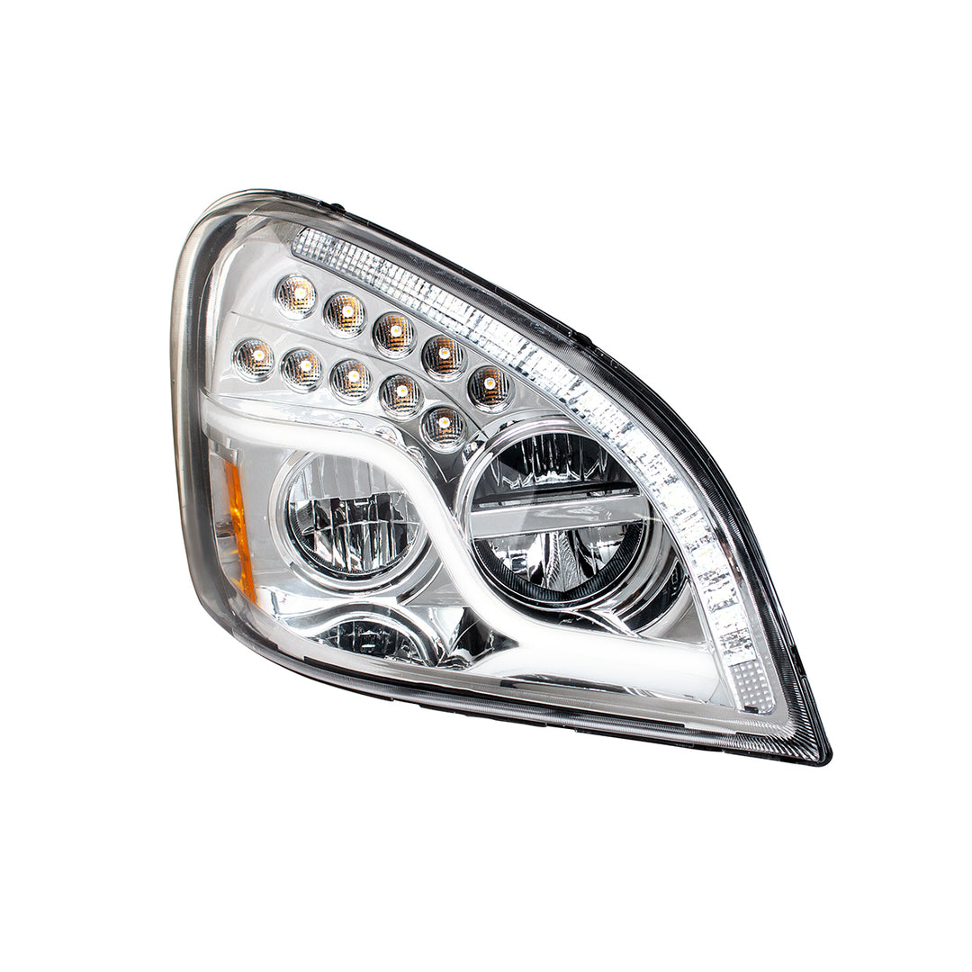 High Power LED Chrome Headlight With LED DRL &amp; LED Turn Signal For 2008-2017 FL Cascadia - Passenger