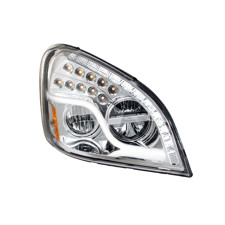 High Power LED Chrome Headlight With LED DRL &amp; LED Turn Signal For 2008-2017 FL Cascadia - Passenger