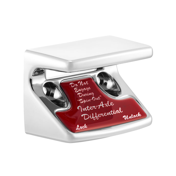 Chrome Plastic Axle/Differential Switch Guard With Glossy Sticker For 1990-2010 Freightliner Classic - Red