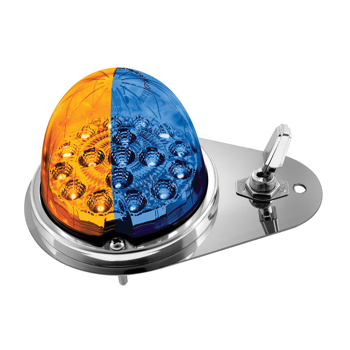 304 Stainless Steel Above Door Dome Light Kit W/ 17 LED Double Fury Watermelon For 1994-2025 KW W900 - Amber &amp; Blue LED