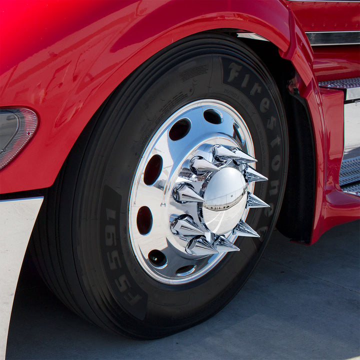 Dome Axle Cover Combo Kit With 33mm Spike Thread-On Nut Covers &amp; Nut Cover Tool - Chrome