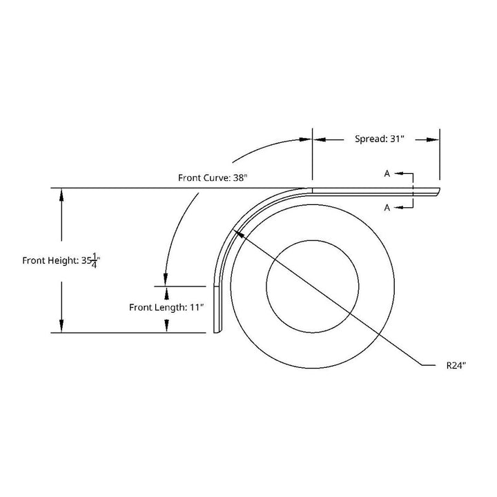 80" 430 Stainless Steel (16ga) Roll Formed Edge Smooth Half Fender/Long Drop - Stainless Steel Series (Pair)