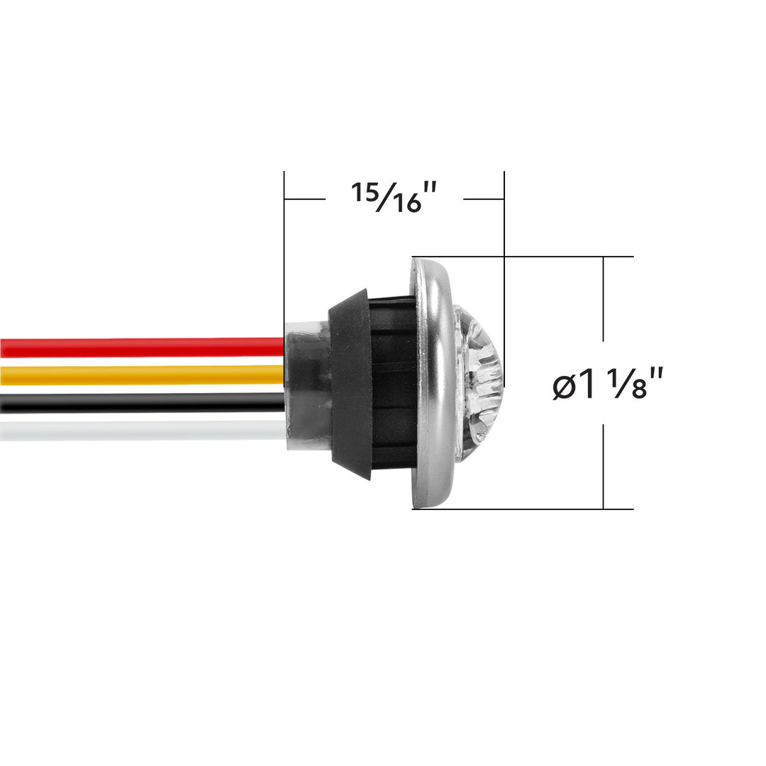 2 LED 3/4" Mini Dual Function Double Fury Light (Clearance/Marker) - Amber &amp; White LED/Clear Lens