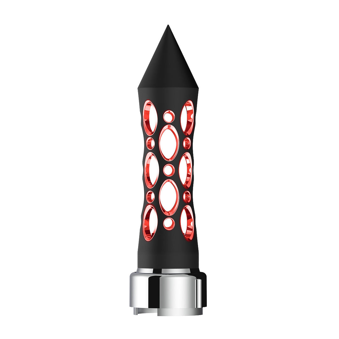 Thread-On Daytona Style Spike Gearshift Knob With LED 9/10 Speed Adapter - Black/Red LED