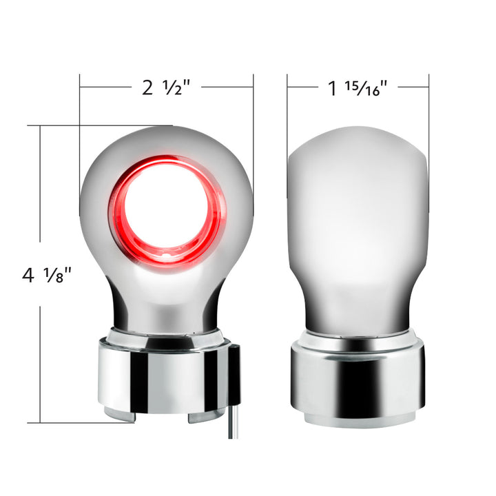Thread-On Chrome Charlotte Style Gearshift Knob With LED 9/10 Speed Adapter - Red LED