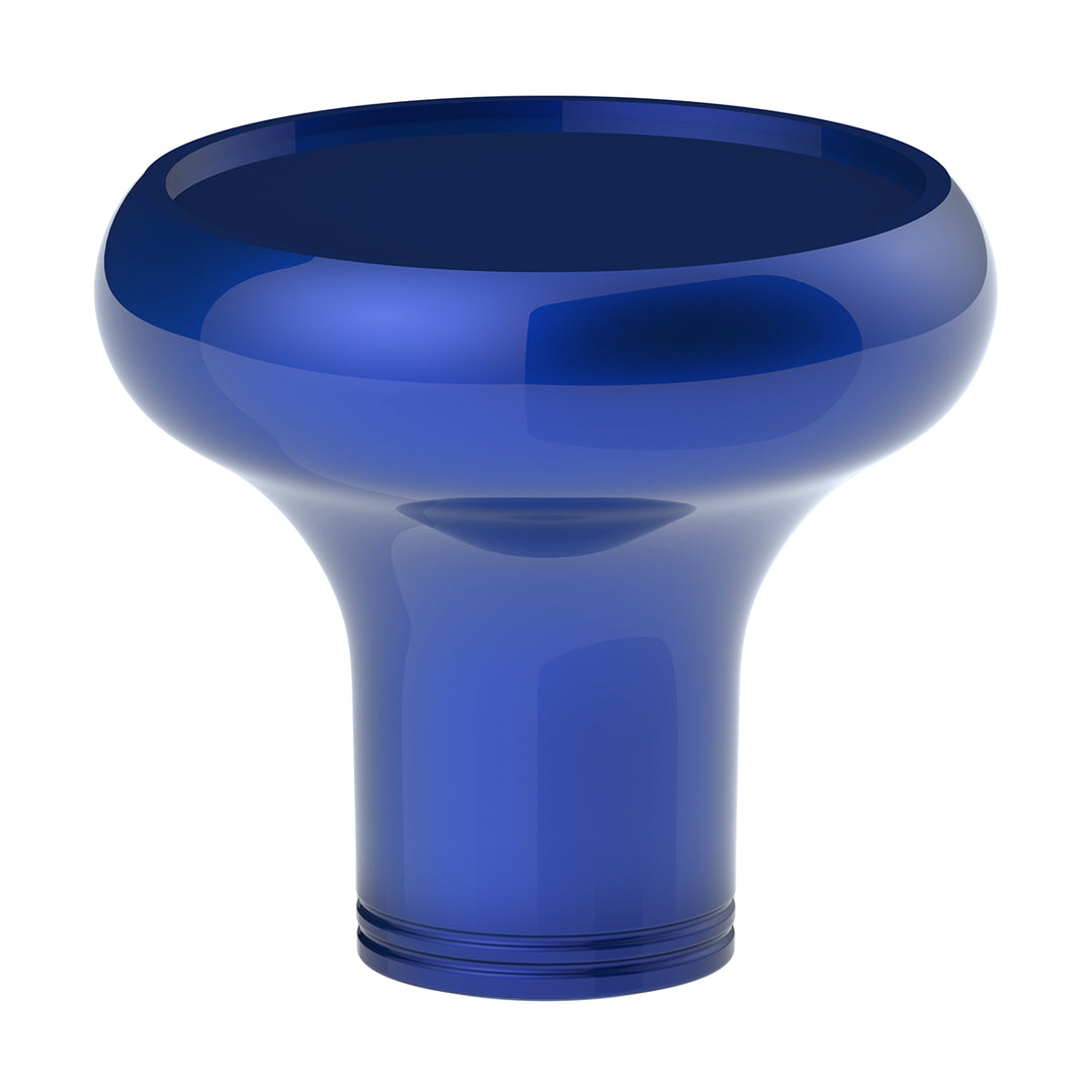 Deluxe Aluminum Screw-On Air Valve Knob With Multi - Color Glossy Trailer Sticker - Indigo Blue