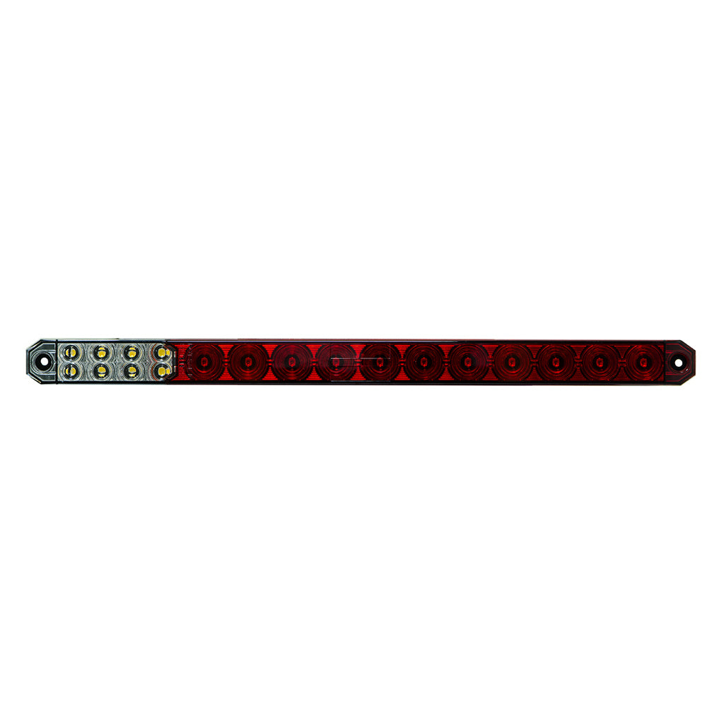 17" 27 LED Low Profile Light Bar (Stop, Turn &amp; Tail) With Back-Up Light - Red &amp; White LED/ Red &amp; Clear Lens