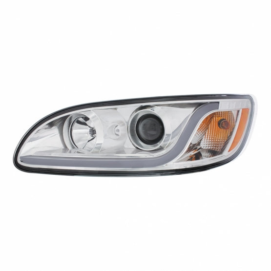 Chrome Projection Headlight W/LED Dual Function Light Bar For PB 386 (2005-2015) &amp; 387 (1999-2010) - Driver