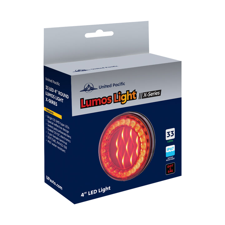 33 LED 4" Round Lumos Light X - Series (Turn Signal) - Amber LED/Amber Lens