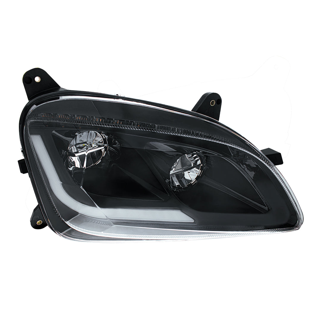 Black LED Headlight W/Sequential LED Turn Signal For Peterbilt 579 (2012-21) &amp; 587 (2010-16) - Passenger