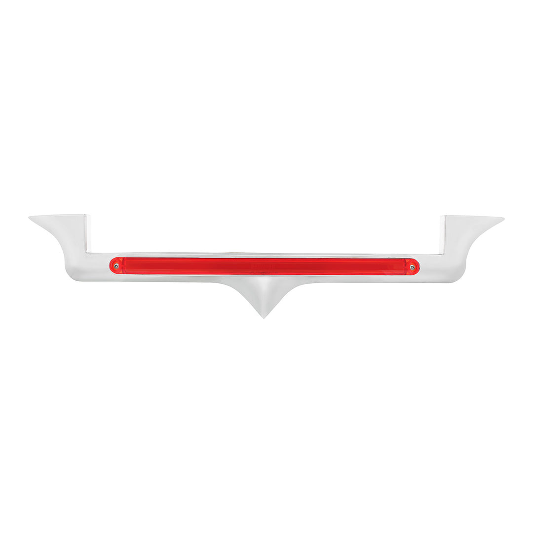 Chrome Hood Emblem Trim With 24 LED GloLight Bar For Kenworth - Red LED/Red Lens
