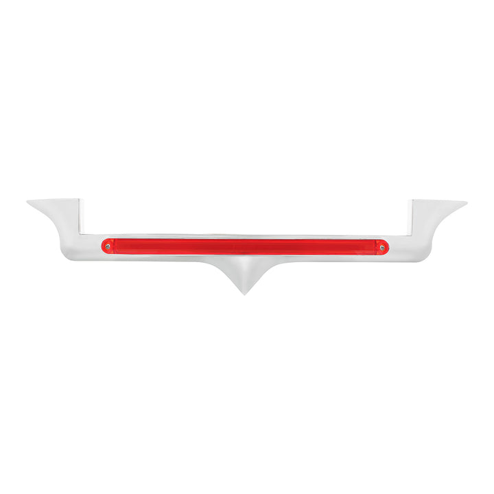 Chrome Hood Emblem Trim With 24 LED GloLight Bar For Kenworth - Red LED/Red Lens