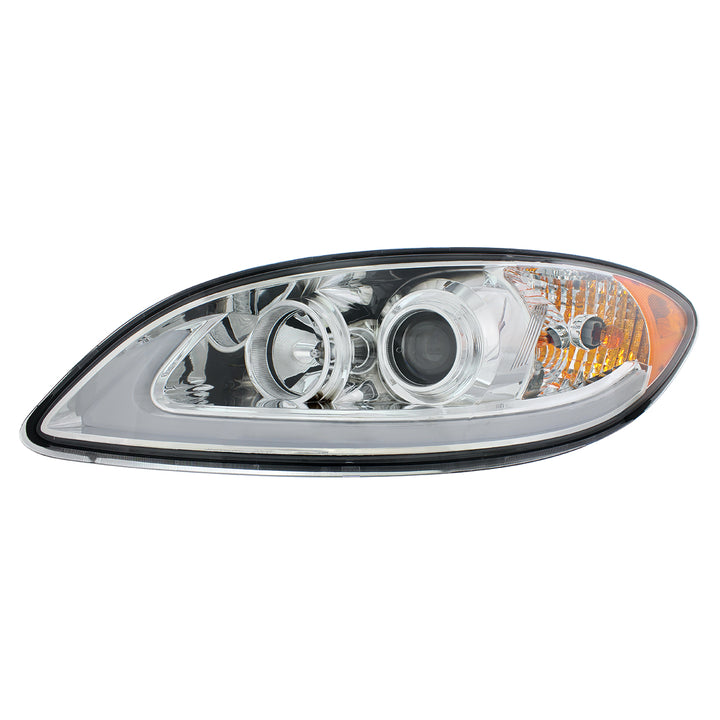 Chrome Projection Headlight With LED Light Bar For 2006-2017 International Prostar - Driver