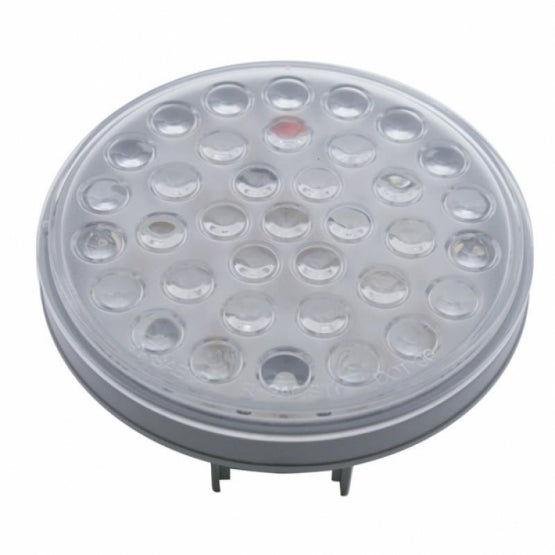 3-3/4" Bolt Pattern Chrome Spring Loaded Bar W/6 x 36 Red LED 4" Lights &amp; Visors - Clear Lens (Pair)