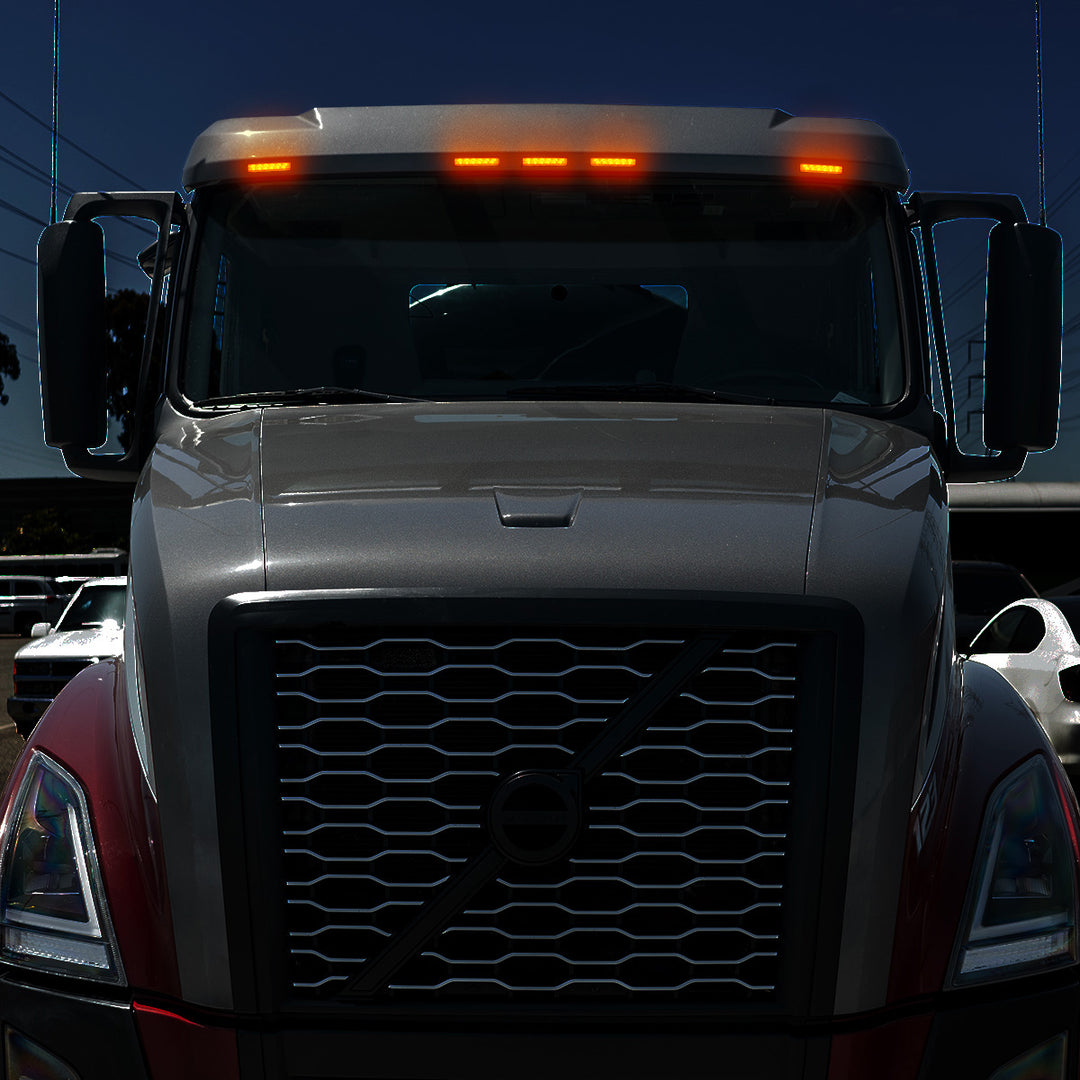 6 LED Competition Series Exterior Visor Light For 1996-2024 Volvo VNL - Amber LED/Amber Lens