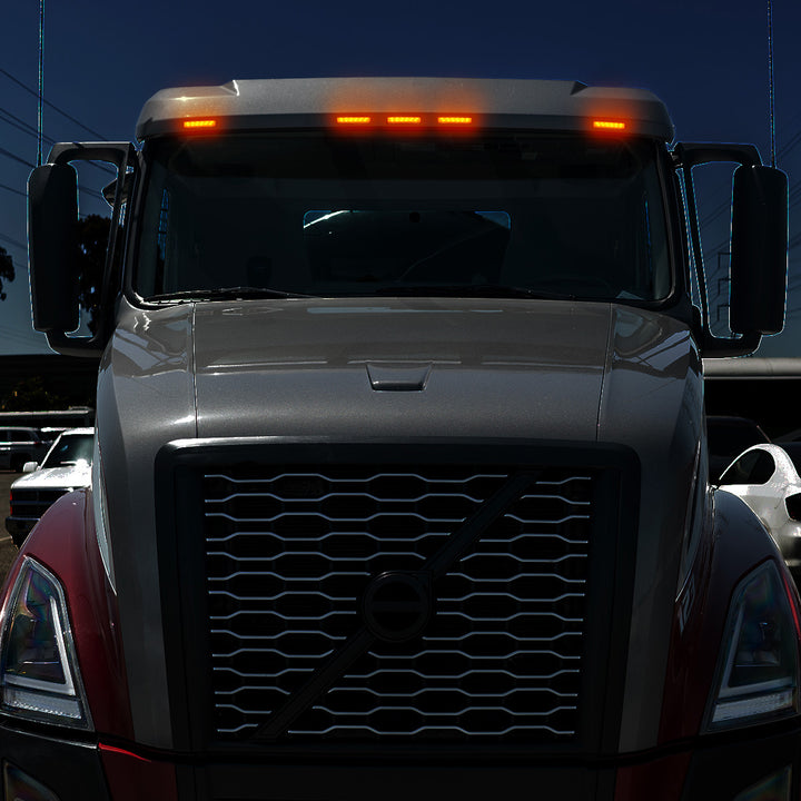 6 LED Competition Series Exterior Visor Light For 1996-2024 Volvo VNL - Amber LED/Amber Lens