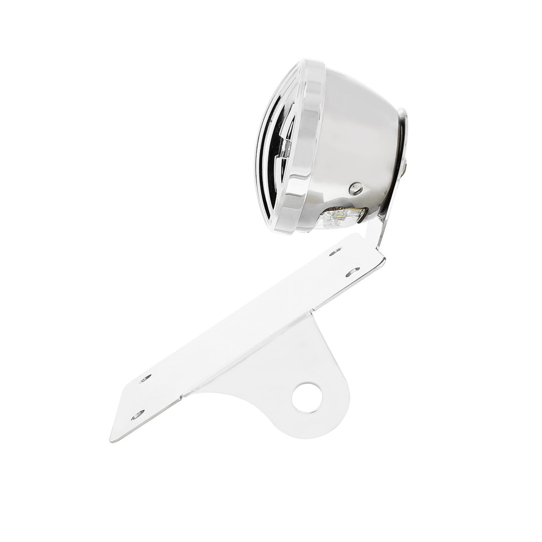 Motorcycle LED "Bobber" Style Vertical Tail Light With Chrome Grille Bezel - Smoke Lens