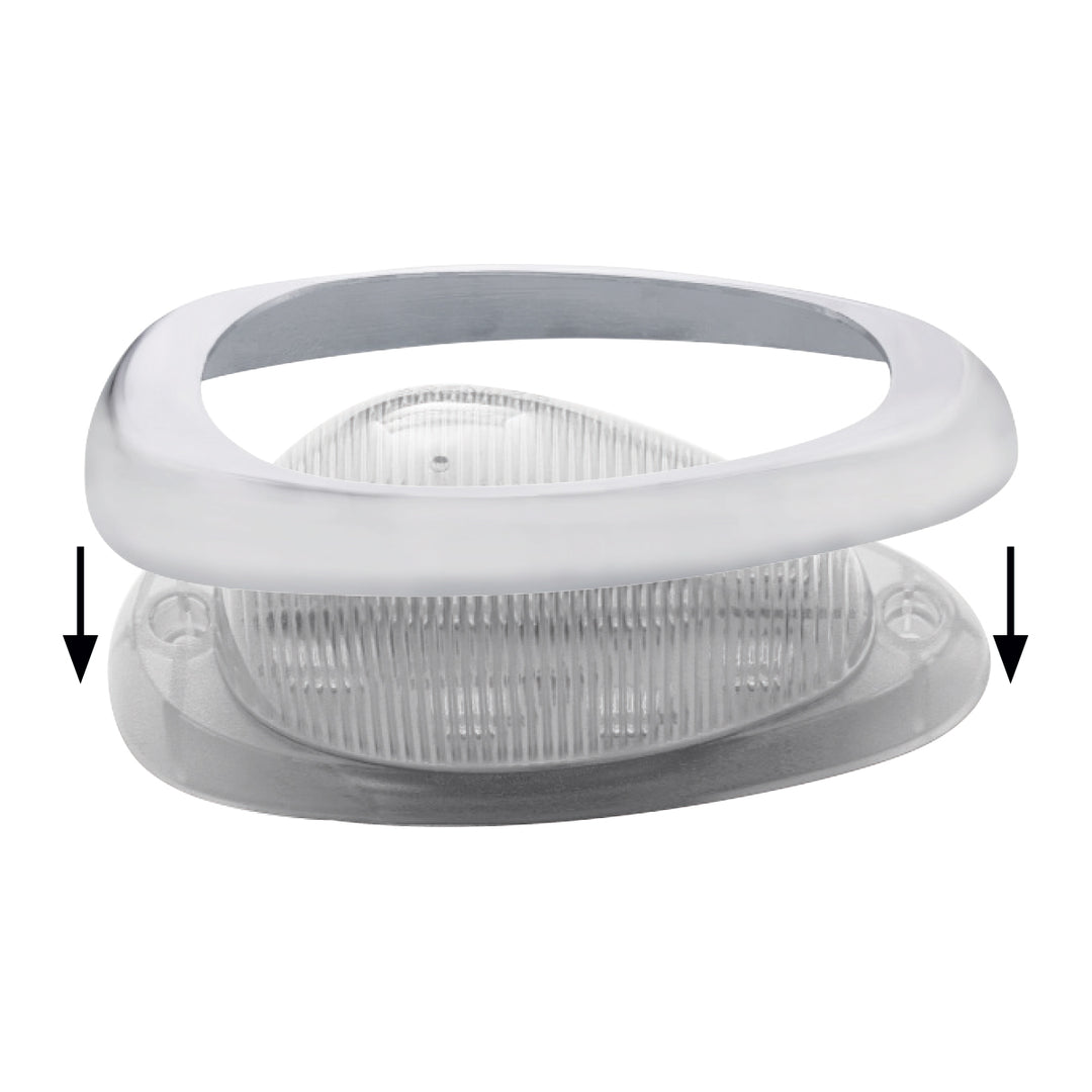 15 LED Sleeper Light With Bezel For Freightliner (Clearance/Marker) - Amber LED/Clear Lens (Pair)