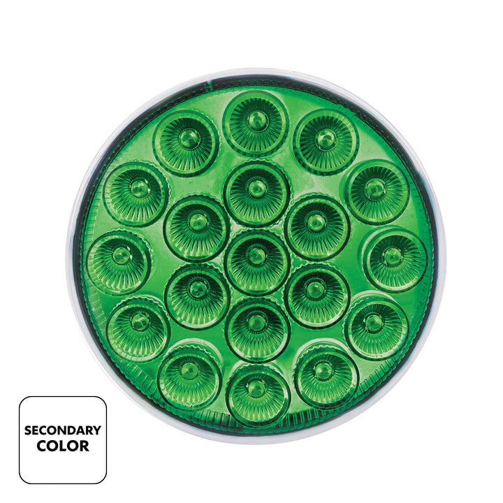 19 LED 4" Round Double Fury Light (Stop &amp; Turn) - Red &amp; Green LED/Clear Lens