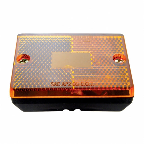 Rectangular Light (Clearance/Marker) With Reflex Lens &amp; Black Base - Amber Lens