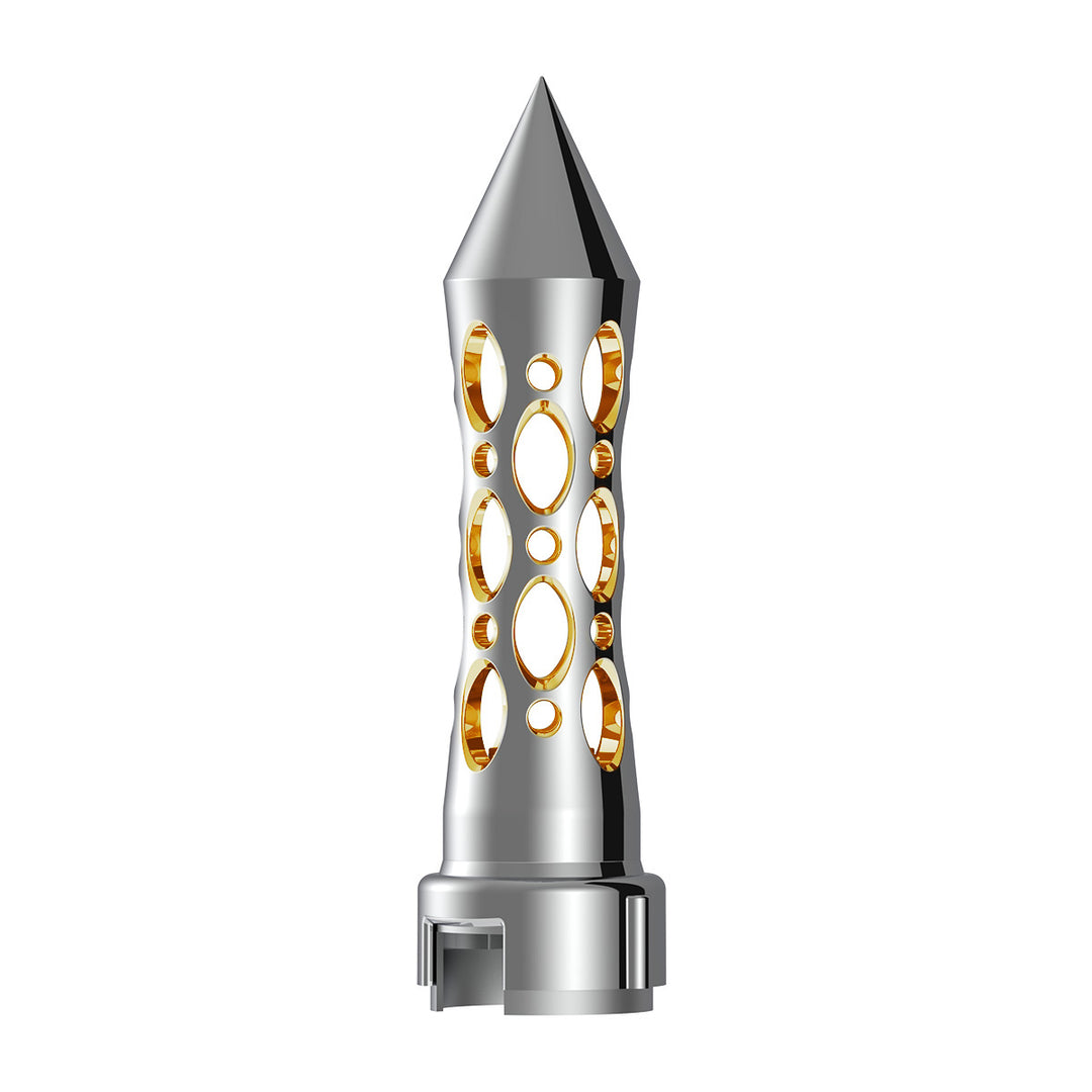 Thread-On Daytona Style Spike Gearshift Knob With LED 13/15/18 Speed Adapter - Chrome/Amber LED