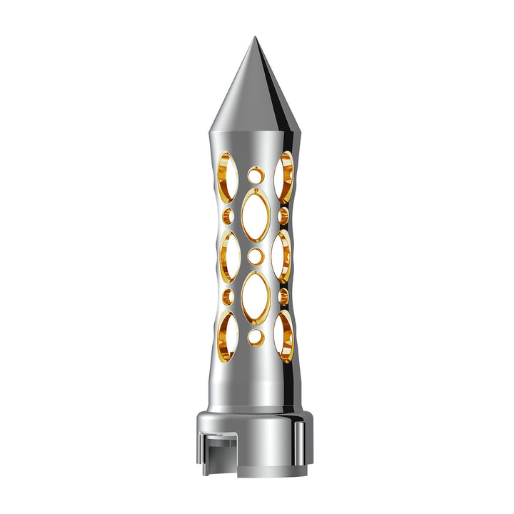 Thread-On Daytona Style Spike Gearshift Knob With LED 13/15/18 Speed Adapter - Chrome/Amber LED