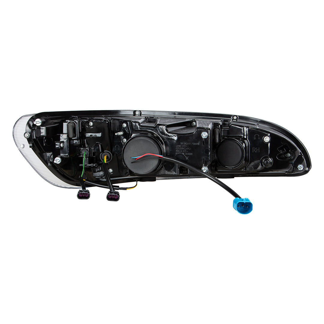 Black Projection Headlight With LED Sequential Turn &amp; DRL For 2005-2015 Peterbilt 386 - Driver