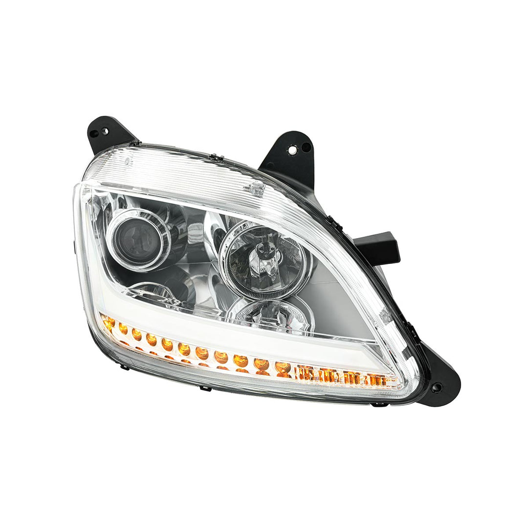Chrome Projection Headlight With LED Position Light &amp; Sequential Signal For 2012-2021 Peterbilt 579 - Passenger