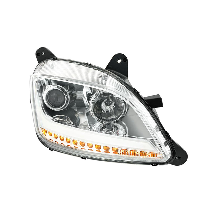 Chrome Projection Headlight With LED Position Light &amp; Sequential Signal For 2012-2021 Peterbilt 579 - Passenger