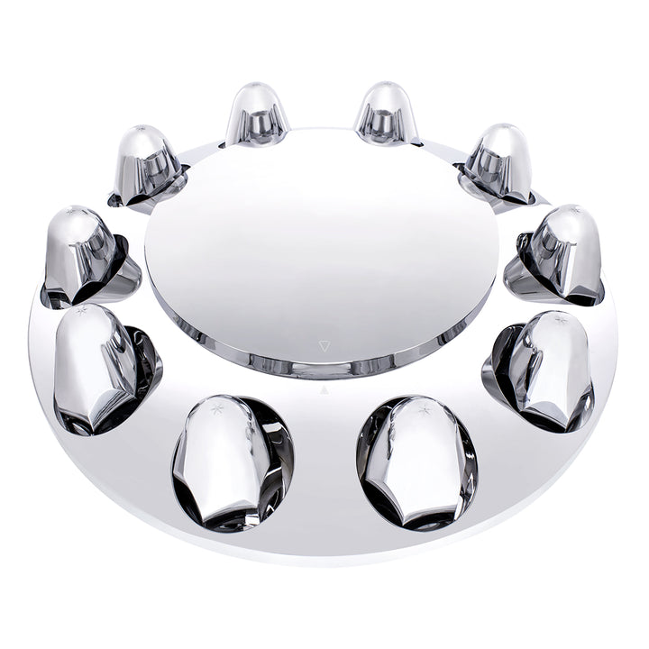 Dome Front Axle Cover With 1-1/2" Push-On Nut Covers - Chrome (Color Box)