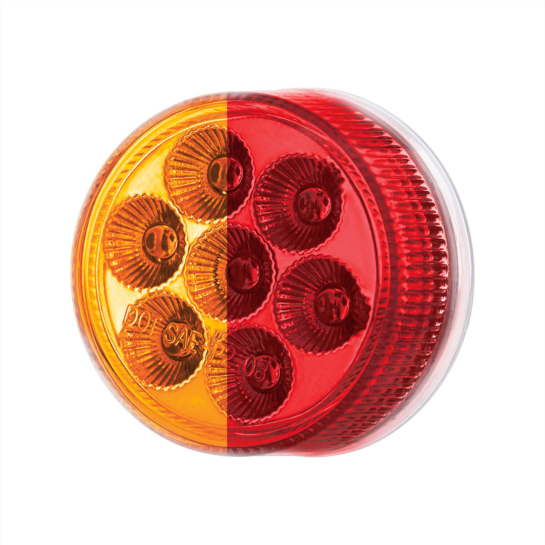 7 LED 2" Round Double Fury Light (Clearance/Marker) - Amber &amp; Red LED/Clear Lens