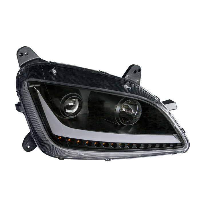 Black Projection Headlight With LED Position &amp; Signal For 2012-2021 Peterbilt 579 - Passenger