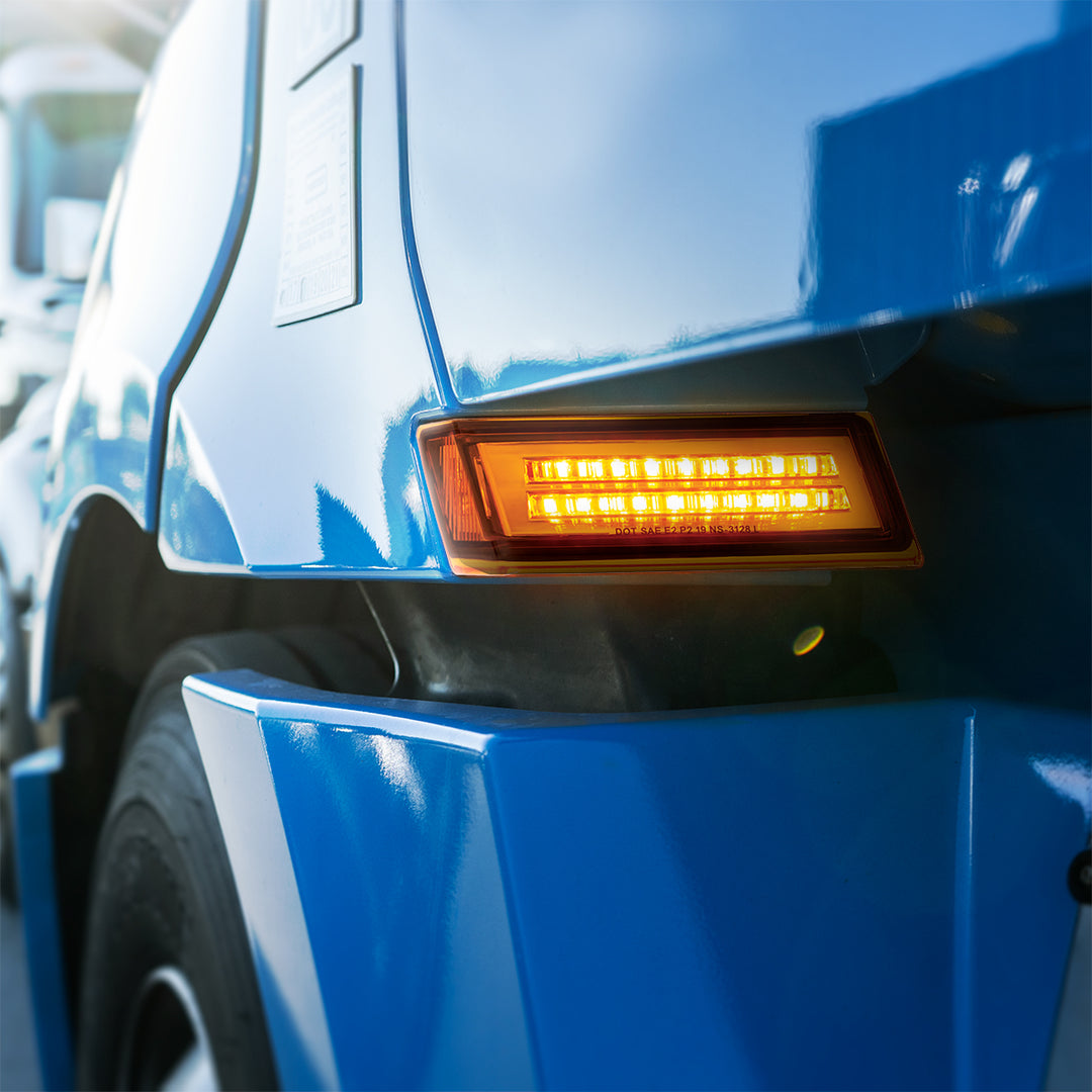 35 LED Sequential Turn Signal Light For 2018-2025 Freightliner Cascadia - Driver - Amber LED/Amber Lens
