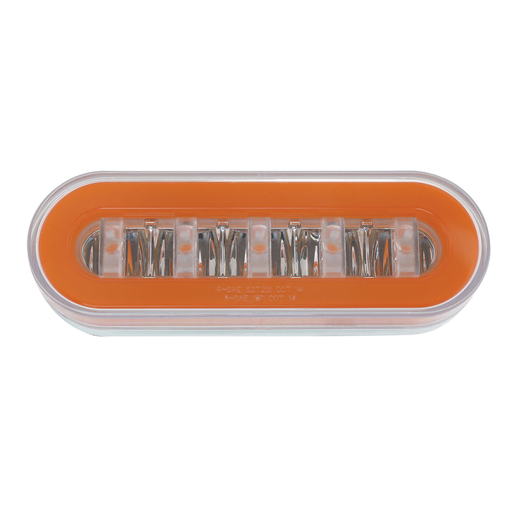 22 LED 6" Oval Clear Lens With Halo Insert GloLight Light - Amber LEDs/Amber Insert (Card)